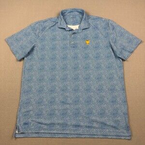 Johnnie-O Polo Men Extra Large Blue Geometric Floral Presidents Cup Golf XL